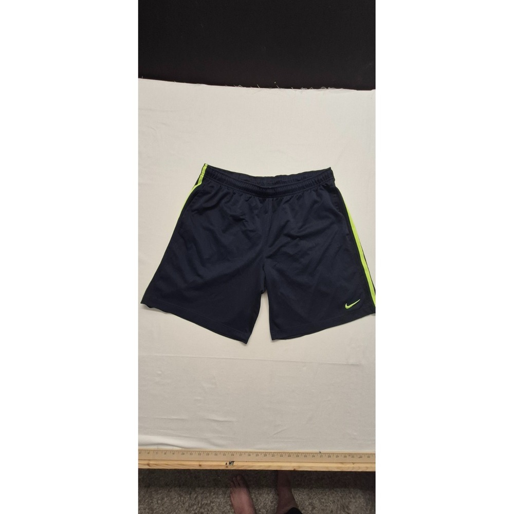 Nike men's black running‎ athletic shorts yellow strips & swoosh logo sz. XL - Picture 2 of 13